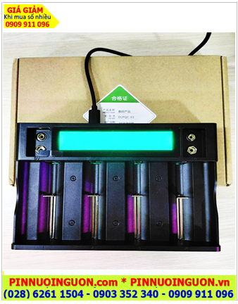 Delipow DLP-418 Máy sạc Pin đa năng AA, AAA, C, D, 9v (Màn hình LCD, 4 khe sạc pin NiMh và Lithium 1.5v)